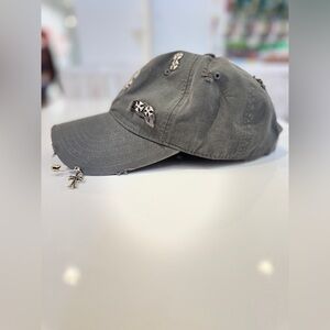 Gray Cap with Embellishments